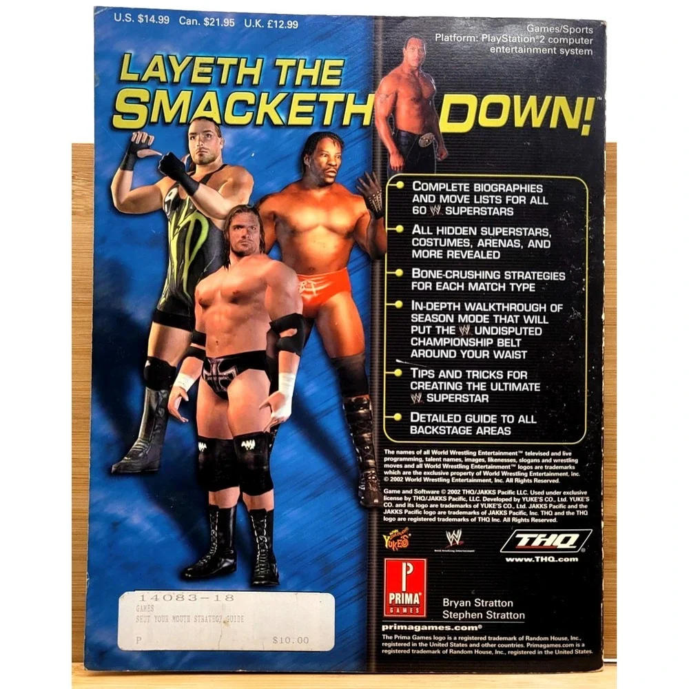 WWE Smackdown! Shut Your Mouth PS2 Prima's Official Strategy Guide Book 2002